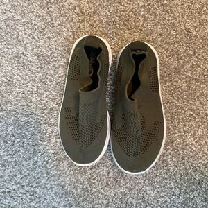 Boys Olive Army Green slip on shoes. Size 10